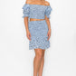 Women's Smocking Ruffled Printed Top & Skirts Set