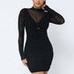 Women's Animal Print Long Sleeve Mock Neck Mini Dress