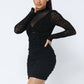 Women's Animal Print Long Sleeve Mock Neck Mini Dress