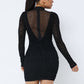 Women's Animal Print Long Sleeve Mock Neck Mini Dress