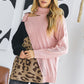 Women's Turtle Neck Color Block Cutout Sweater
