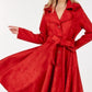 Women's Button Tacking Collar A Line Suede Coat