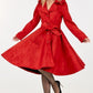 Women's Button Tacking Collar A Line Suede Coat