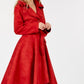 Women's Button Tacking Collar A Line Suede Coat