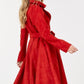 Women's Button Tacking Collar A Line Suede Coat