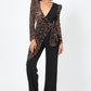 Women's Plunging V Buckle Detail Leopard Jumpsuit