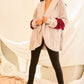 Women's Color Block Long Sleeve Wool Hoodie Jacket With Pocket