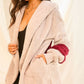 Women's Color Block Long Sleeve Wool Hoodie Jacket With Pocket