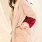 Women's Color Block Long Sleeve Wool Hoodie Jacket With Pocket