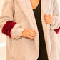 Women's Color Block Long Sleeve Wool Hoodie Jacket With Pocket