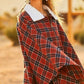Women's Mock Neck with Zipper Contrast Inside Front Pocket Plaid Poncho