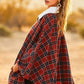 Women's Mock Neck with Zipper Contrast Inside Front Pocket Plaid Poncho