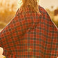 Women's Mock Neck with Zipper Contrast Inside Front Pocket Plaid Poncho