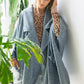 Women's Solid Knit Oversized Trench Jacket