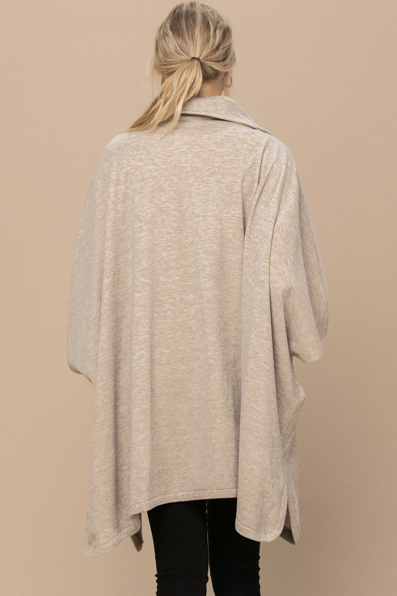 Women's Solid Knit Oversized Trench Jacket