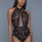 Women's 1 Pc Clasp Fastening Halter Neck With Embellished Satin Lace Up Details