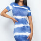 Women's Stripe Tie-dye Printed Midi Dress