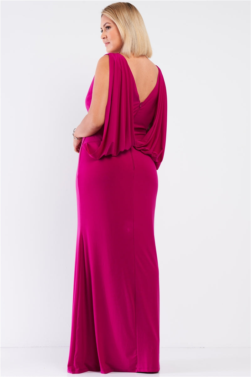 Women's Plus Draped Back V-neck Sleeveless Maxi Dress (2X & 3X Only)