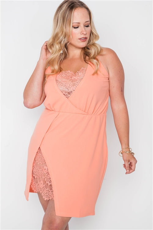 Women's Plus Size Lace Detail Bodycon Mini Dress
