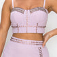 Women's Studded Stone Cami Top & Slit Mini Skirts Set