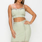 Women's Studded Stone Cami Top & Slit Mini Skirts Set