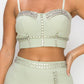 Women's Studded Stone Cami Top & Slit Mini Skirts Set