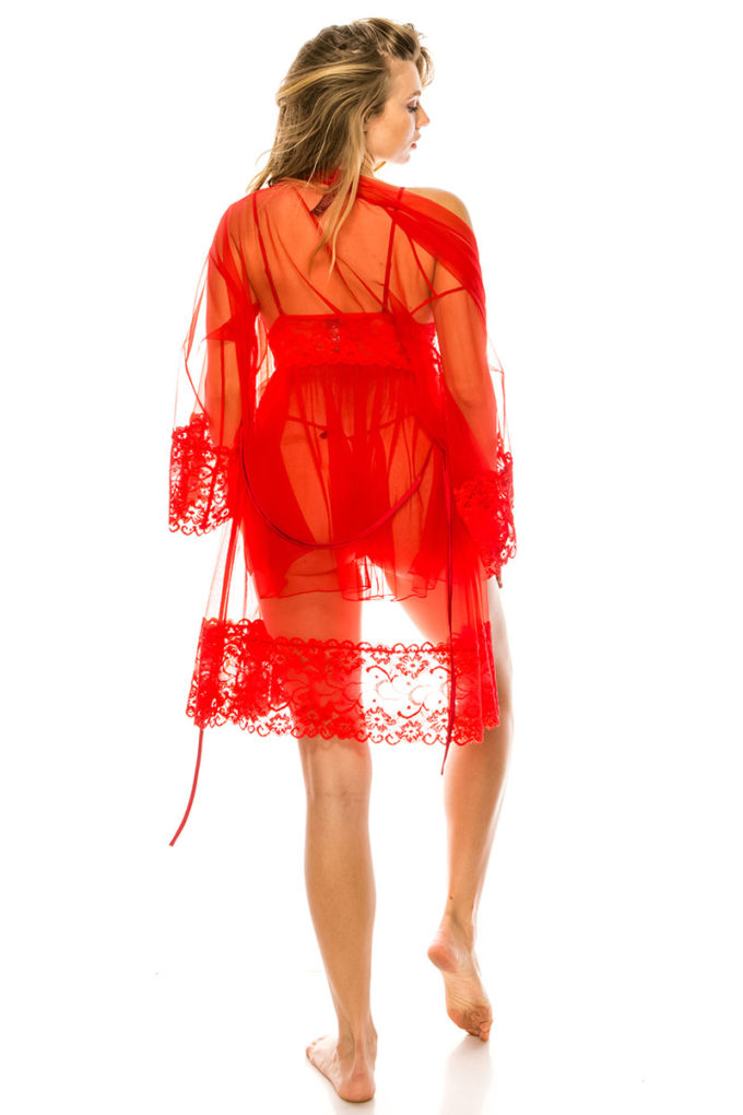 Women's 3pc Mesh Robe Set
