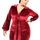 Women's Plus Velvet Bishop Sleeve Mini Dress