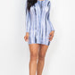 Women's Tie-dye Printed Lettuce Trim Bodycon Dress