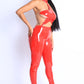 Women's Star Point Sheer Mesh Mix Jumpsuit