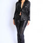 Women's Sparkling Sequin Button Down Shirt And Pant Set