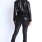 Women's Sparkling Sequin Button Down Shirt And Pant Set