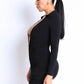 Women's Color Block Deep V Collared Dress