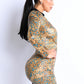 Women's Color Block Deep V Collared Dress