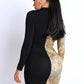 Women's Color Block Deep V Collared Dress