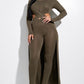 Women's Solid Heavy Rayon Spandex Long Sleeve Crossed Over Long Top And Leggings 2 Piece Set