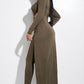 Women's Solid Heavy Rayon Spandex Long Sleeve Crossed Over Long Top And Leggings 2 Piece Set