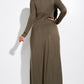 Women's Solid Heavy Rayon Spandex Long Sleeve Crossed Over Long Top And Leggings 2 Piece Set