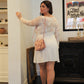 Women's Plus Lace Detail Long Sleeve Mini Dress
