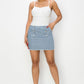 Women's Button Frayed Denim Mini Skirt