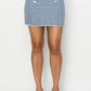 Women's Button Frayed Denim Mini Skirt