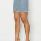 Women's Button Frayed Denim Mini Skirt