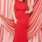 Women's Ruffle Draped Tail Plus Size Maxi Dress