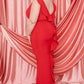 Women's Ruffle Draped Tail Plus Size Maxi Dress