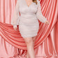 Women's Plus Sparkling Glitter Mesh Shirring Side Mini Dress