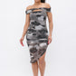 Women's Printed Mesh Off Shoulder Dress