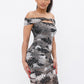 Women's Printed Mesh Off Shoulder Dress