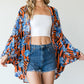 Women's Stripes and Floral Print Lightweight Kimono