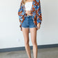 Women's Stripes and Floral Print Lightweight Kimono