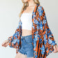 Women's Stripes and Floral Print Lightweight Kimono